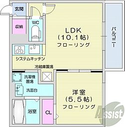 ラ・メール 1LDKの間取図画像
