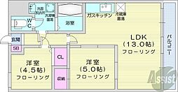 第88松井ビル 2LDKの間取図画像
