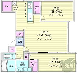 ALPHA南5条 2LDKの間取図画像
