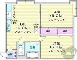 カーサエスパシオ2 2DKの間取図画像