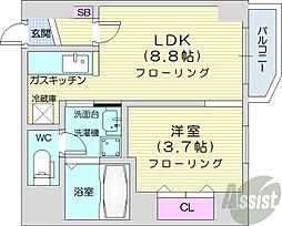 レジデンスタワー札幌 1LDKの間取図画像