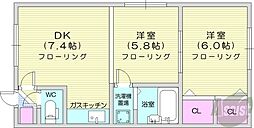 リラ-a 2DKの間取図画像