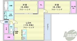 マエストラーレ山鼻 2LDKの間取図画像