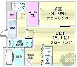 札幌市北区北二十五条西5丁目マンション 1LDKの間取図画像