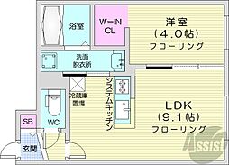 Flap福住(フラップ) 1LDKの間取図画像