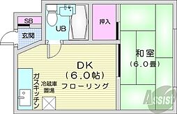 プレジデント円山 1DKの間取図画像