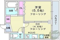 プレサント北35条 1DKの間取図画像