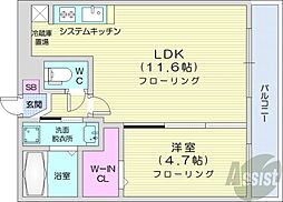 COCO 1LDKの間取図画像