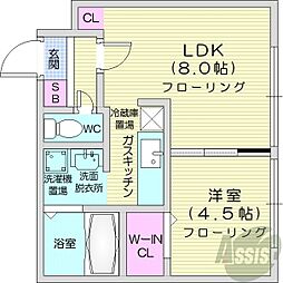 メビウス 1DKの間取図画像