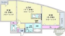partire創成イースト 2LDKの間取図画像