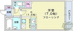 レノンテラーザ6-3 1Kの間取図画像