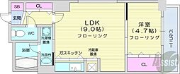 ブランノワールN13.exe 1LDKの間取図画像
