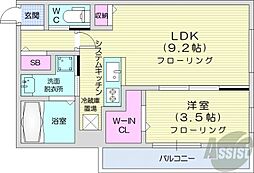 札幌市中央区南四条西25丁目マンション 1LDKの間取図画像