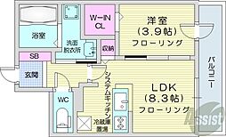 ALPHASQUARE北12西3 1LDKの間取図画像