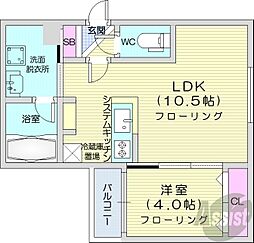 札幌市東区北二十条東18丁目マンション 1LDKの間取図画像