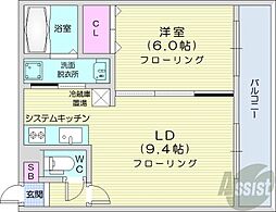 札幌市白石区栄通10丁目マンション 1LDKの間取図画像