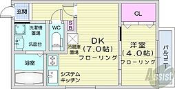 ラフィーネ北20条ウエスト 1DKの間取図画像