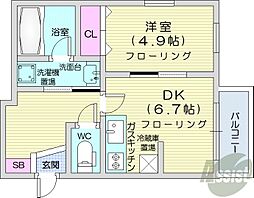 アルティ元町 1DKの間取図画像