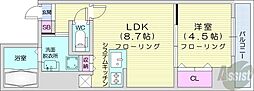 ノースプレミア大通北 1LDKの間取図画像