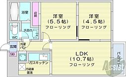 グラード元町 2LDKの間取図画像