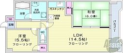 朝日プラザ偕楽園 2LDKの間取図画像