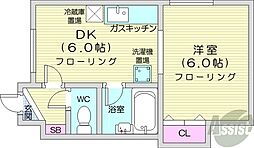 アベニール 1DKの間取図画像