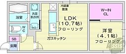 アッパーヴィレッジ栄町 1LDKの間取図画像