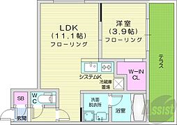 札幌市西区二十四軒三条3丁目マンション 1LDKの間取図画像