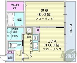 AXIS-FA苗穂 1LDKの間取図画像