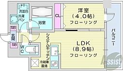 バロンドール 1LDKの間取図画像