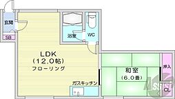 コーポ金沢 1LDKの間取図画像