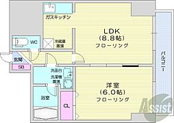 ドーリス札幌 1LDKの間取図画像