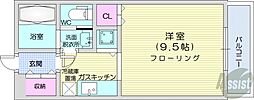 シャトーブラン17 1DKの間取図画像