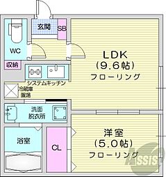 ルミエール栄町東 1LDKの間取図画像