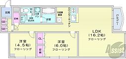 マノワール楡 2LDKの間取図画像