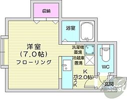 ライフステージ北26条 ワンルームの間取図画像