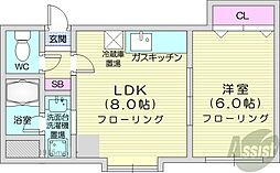 エスペランス 1LDKの間取図画像