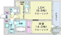 バロンドール 1LDKの間取図画像