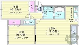 ゼルダ3 2LDKの間取図画像