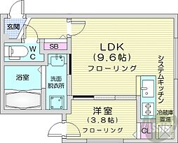 ミレイル豊平 1LDKの間取図画像