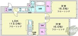 ルミエール椿 2LDKの間取図画像