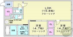 ブライトンコートN20 2LDKの間取図画像