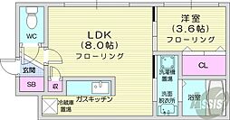 ピュアゴールド 1DKの間取図画像