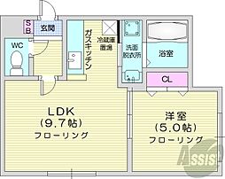 タカライーストプレイス 1LDKの間取図画像