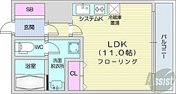 デュオヴェール ワンルームの間取図画像