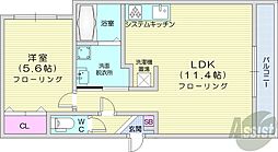 札幌市西区西野一条7丁目アパート 1LDKの間取図画像