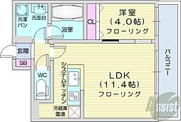 バロンドール 1LDKの間取図画像