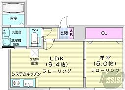 MTガーデンノース3 1LDKの間取図画像