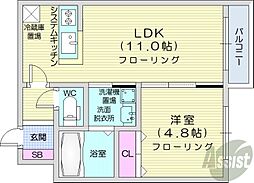 MTGARDENNorth 1LDKの間取図画像