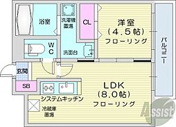 プライム・アーバン北11条 1LDKの間取図画像